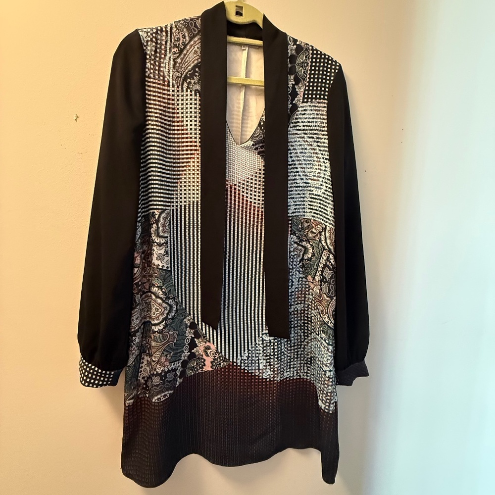 Clover Canyon Mixed Print Long Sleeve Tunic Dress